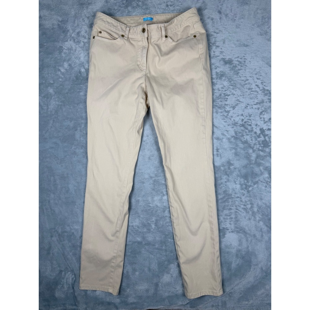 J. McLaughlin Women 10 Khaki Beige Slim Straight Leg Stretch Cotton Pants Sand